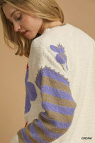 Flower Jacquard Striped Sweater