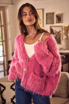 SO ME Soft Touch Hairy Loose Fit Cozy Sweater Cardigan