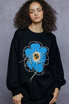 Floral Sweater with Exposed Stitching