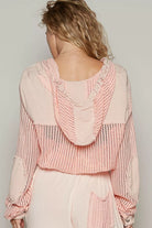 Textured Woven Button Down Hooded Shirt