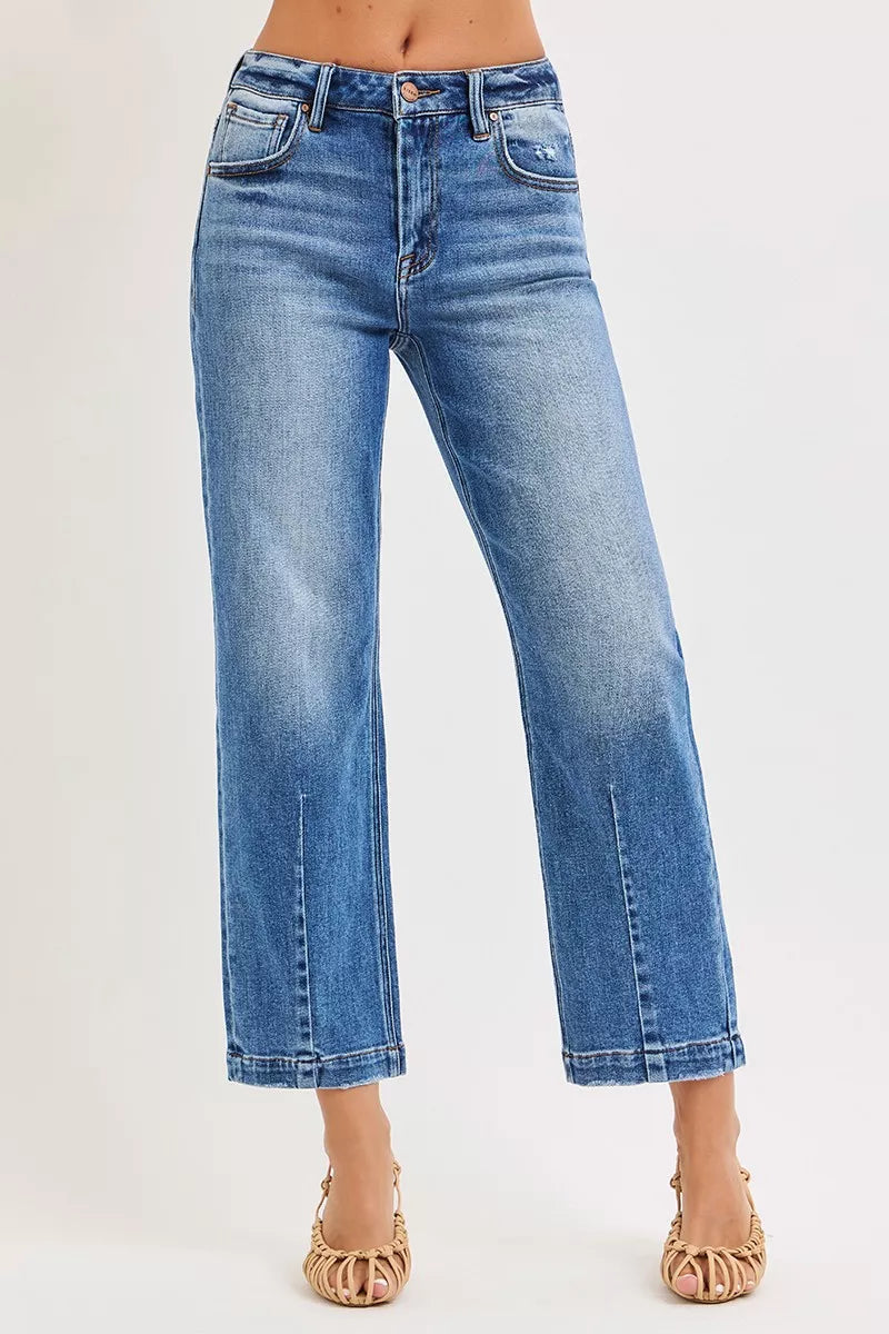 High Rise Crop Boyfriend Tapered Jeans