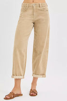 High Rise Crop Barrel Corduroy Pants