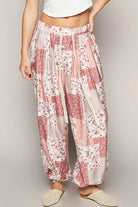 Drawstring Floral Patchwork Wide leg Pants