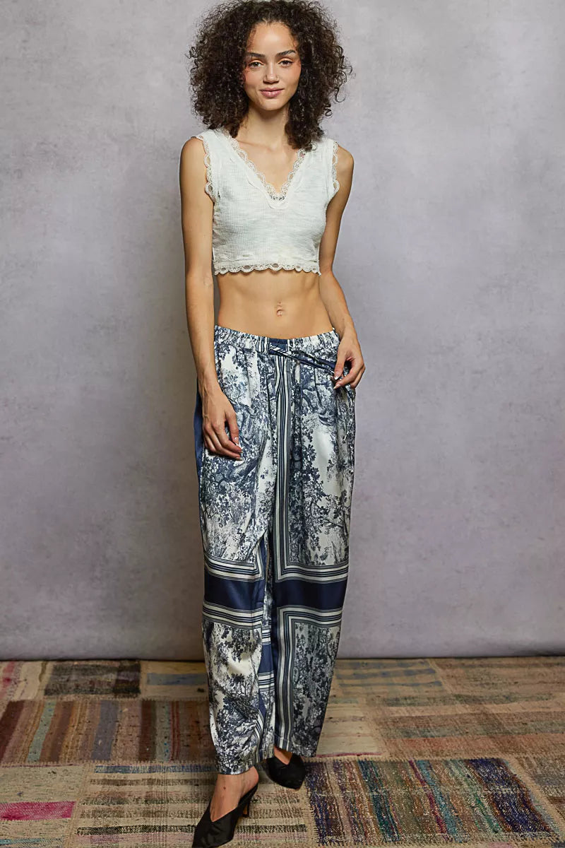 Floral Printed Woven Wide Leg Pants