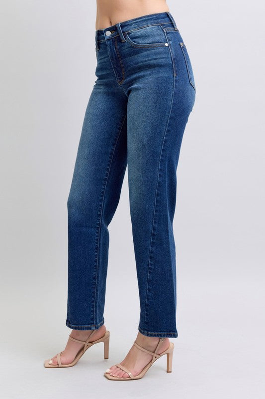 Size Side Seam Detail Straight Jeans