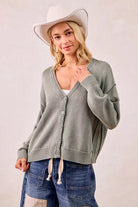 Washed Sweater V-Neck Cardigan