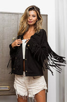 Suede Fringe Long Sleeve Jacket