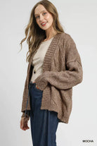Chunky Cable Knit Open Front Cardigan
