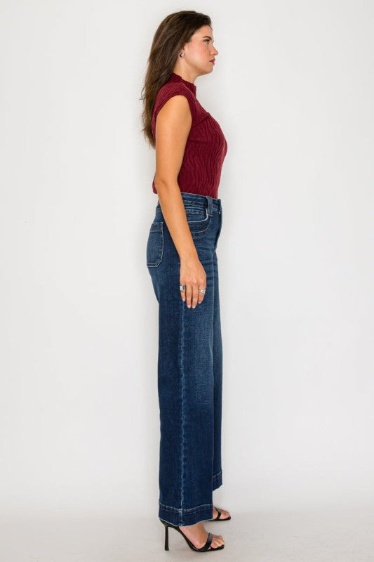 High Rise Tummy Control A-Wide Leg Fit Jeans