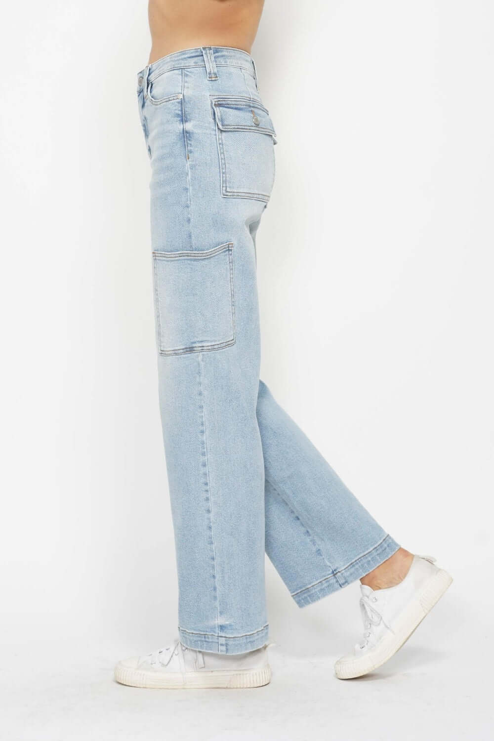 High Waist Straight Cargo Jeans