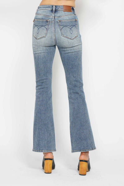 Tummy Control Back Embroidered Bootcut Jeans