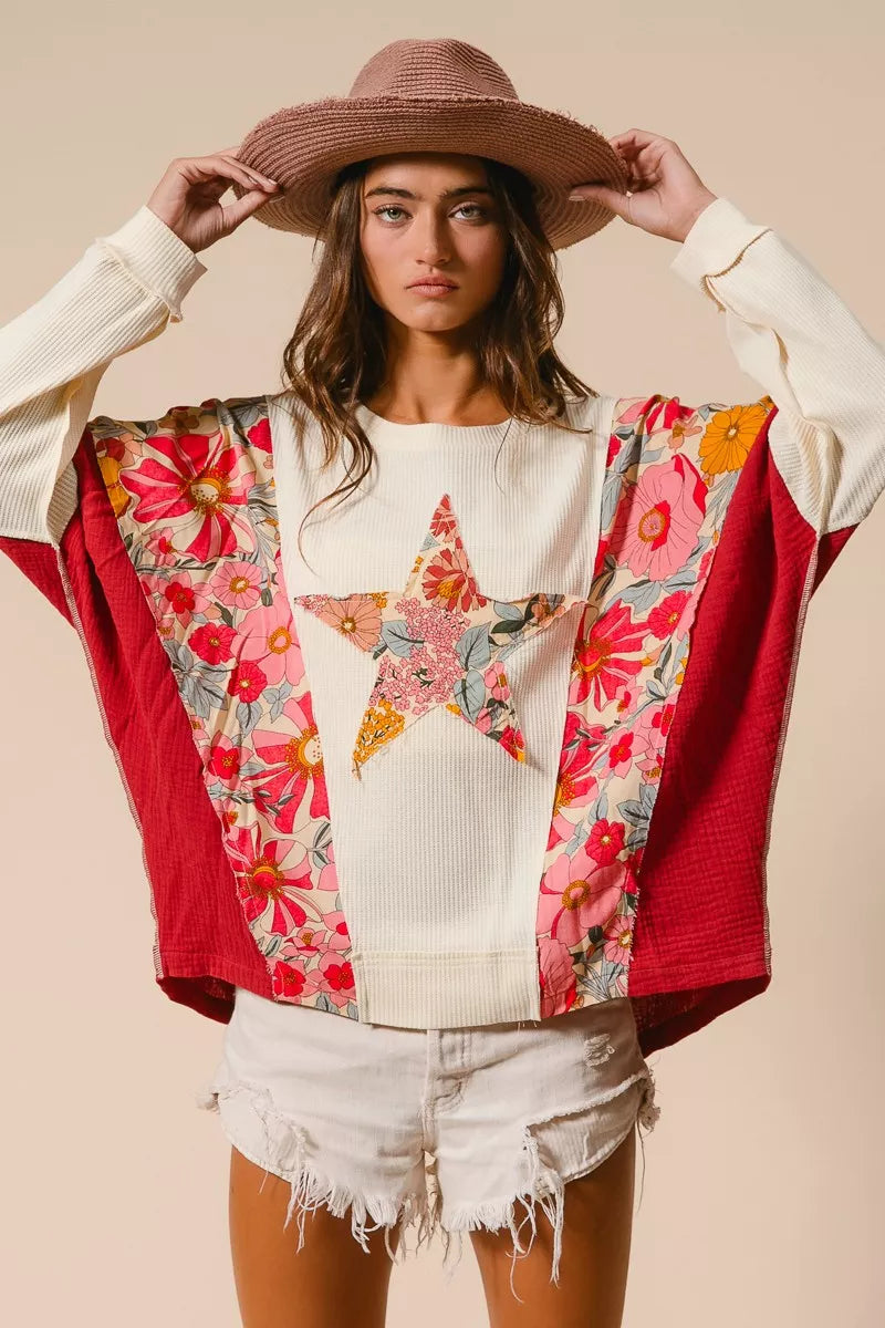 Floral Star Patch Sweatshirt