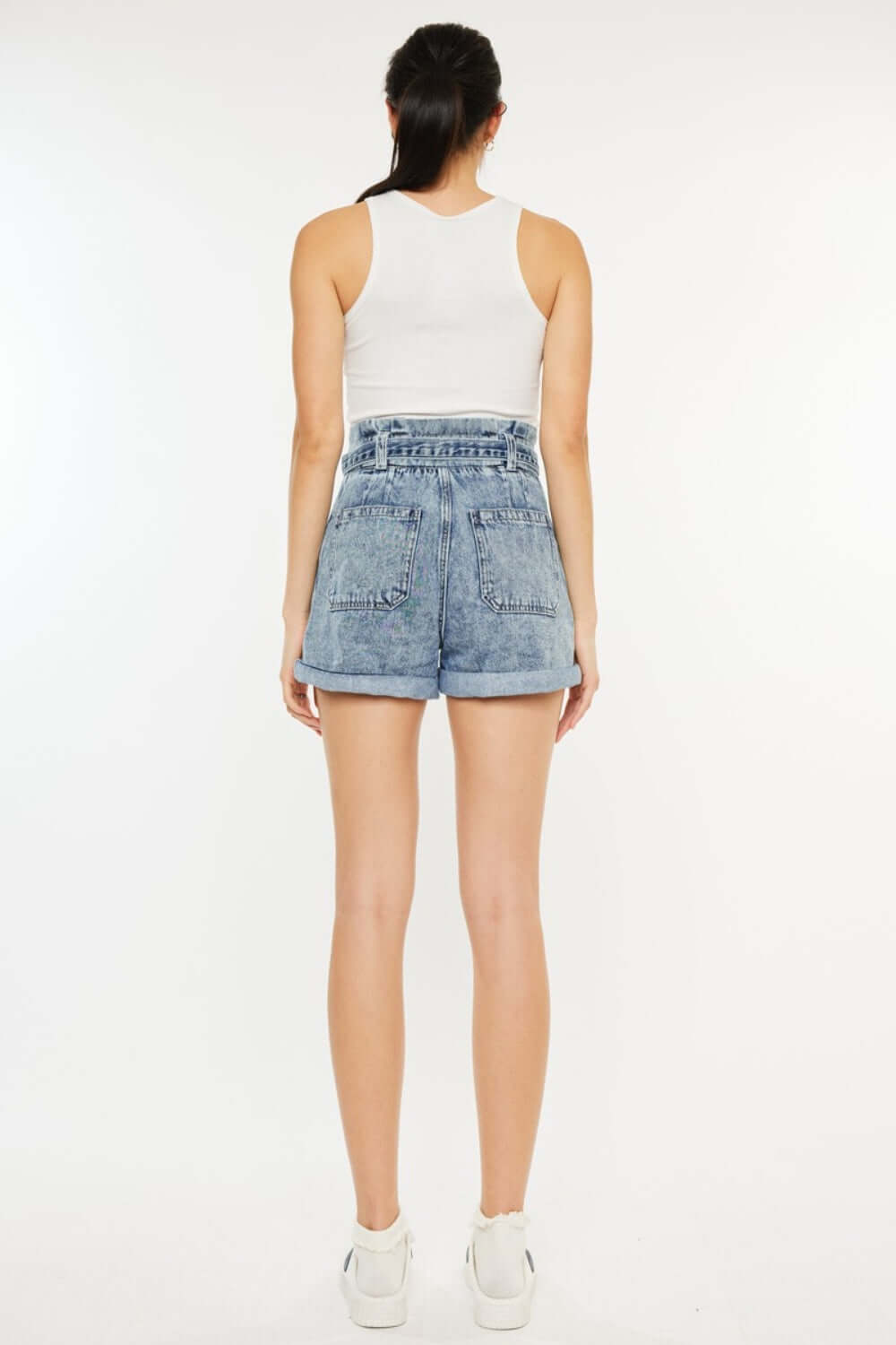 Ultra High Rise Paperbag Denim Shorts