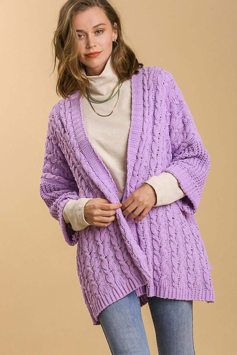 Cable Knit Open Front Cardigan