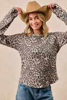 Leopard Print Washed Waffle Thermal Top