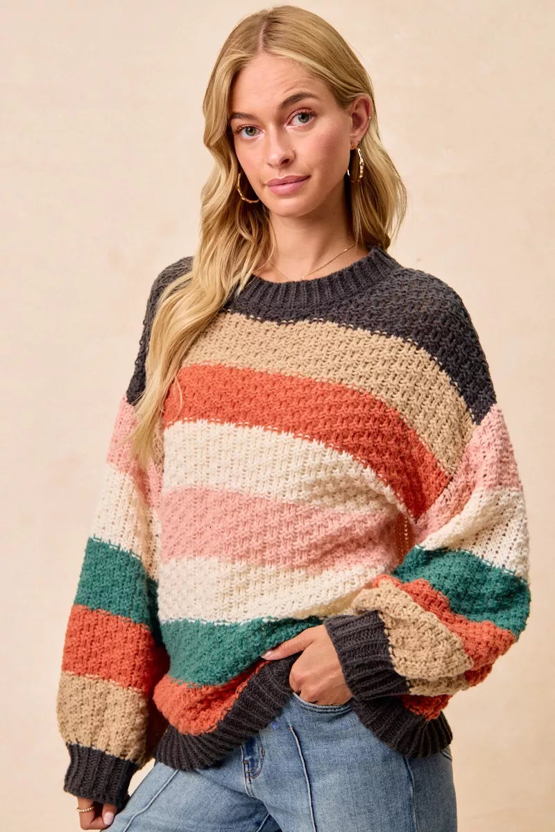 Color Block Chunky Sweater