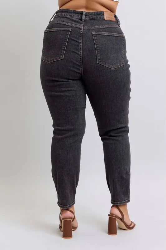 Mid Rise Tummy Control Slim Jeans