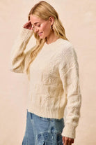 Checkerboard Drop Shoulder Sweater