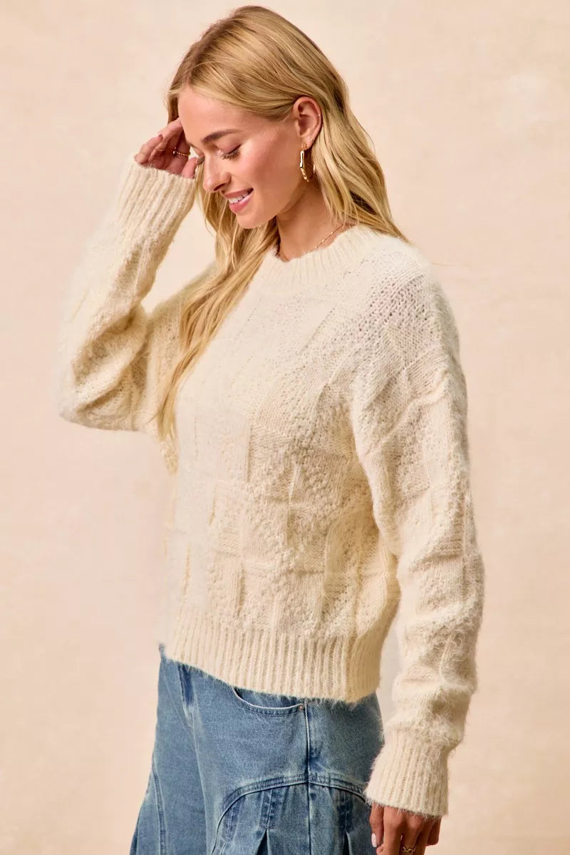 Checkerboard Drop Shoulder Sweater