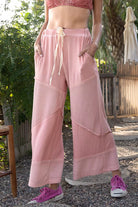 Elastic Waistband Wide Leg Pants with Drawstring
