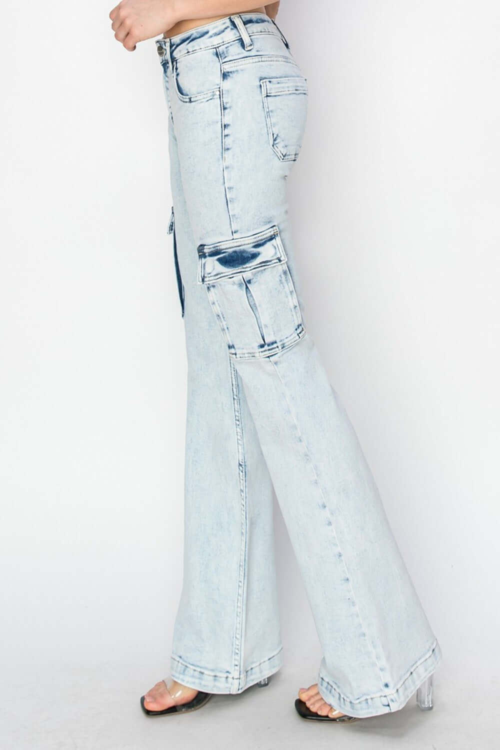 High Rise Cargo Flare Jeans