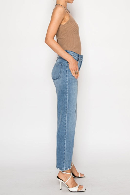 High Rise Tummy Control Straight Jeans