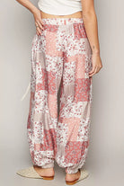 Drawstring Floral Patchwork Wide leg Pants
