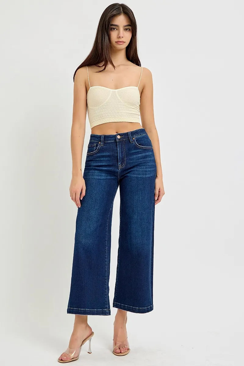 High Rise Crop Wide Jeans