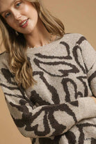 Heart Print Crew Neck Sweater