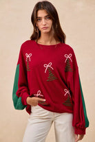 BiBi Christmas Theme Tree Embroidered Sweater