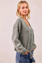 Washed Sweater V-Neck Cardigan