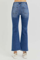 Distressed High Rise Crop Flare Jeans