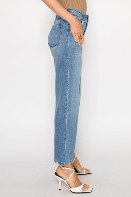 High Rise Tummy Control Straight Jeans