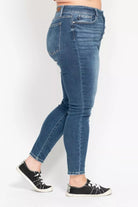 High Rise Button Fly Skinny Jeans