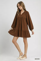 Corduroy Tiered Babydoll Dress