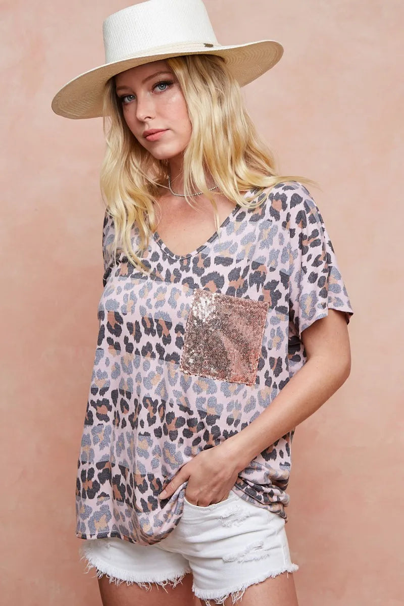 Leopard Stripe Printed Jersey T-Shirt
