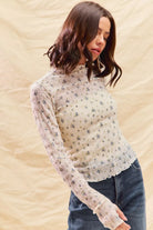 Floral Print Textured Knit Top
