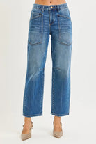 4 Way Stretch Mid Rise Barrel Jeans