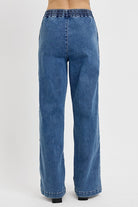 Elastic Waist Wide Leg Jeans