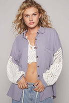 Openwork Button Down Gauze Shirt