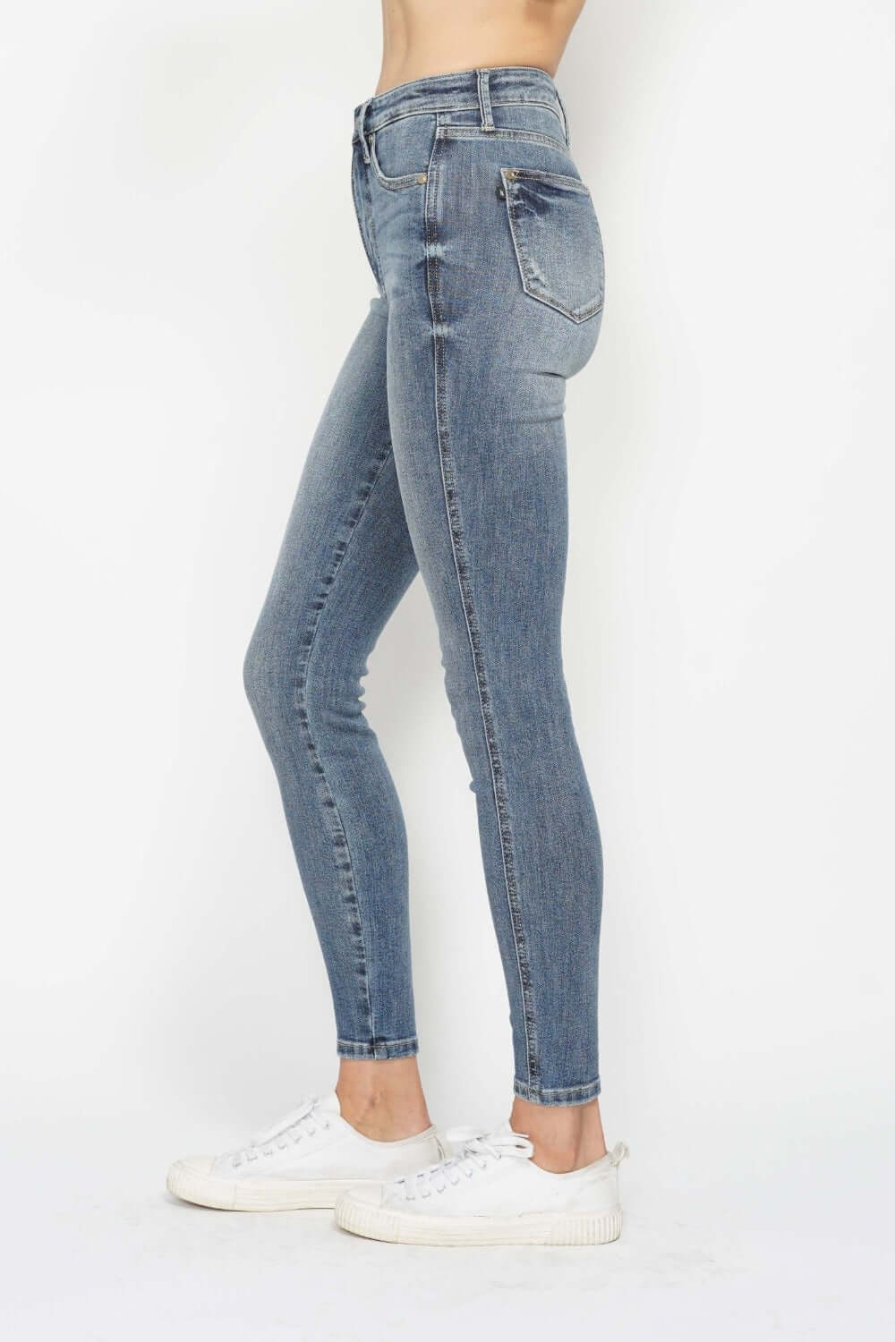 Tummy Control Contrast Wash Skinny Jeans