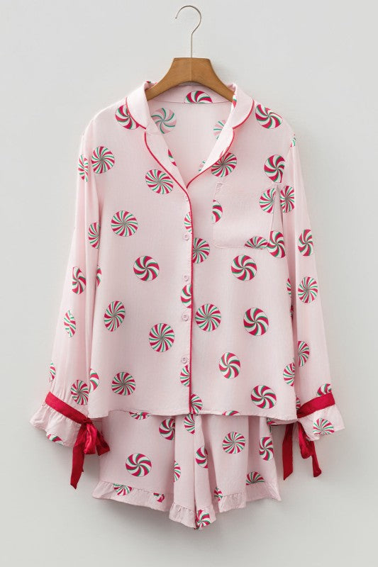 Christmas Cuffed Sleeve Pajama Set