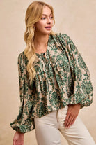 Printed Woven Front Tied Blouse
