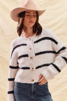 Striped Soft Touch Button Cardigan