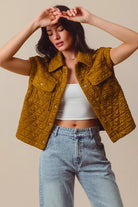 Triangle Quilting Stitch Button Up Vest