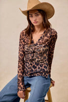 Leopard Printed Mesh Button Up Shirt
