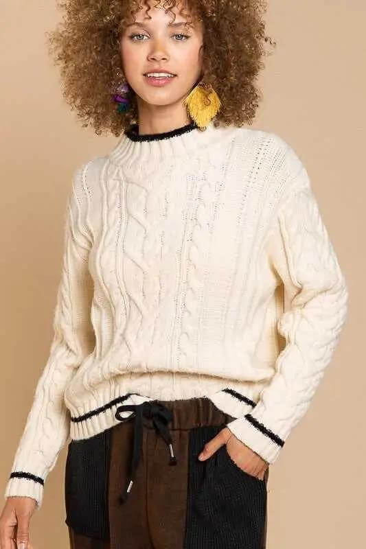 POL Cream/Black Stripe Sweater