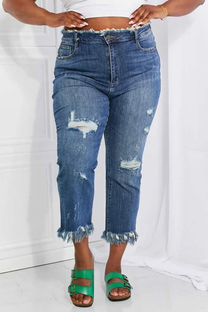 Undone Chic Full Size Straight Leg Jeans