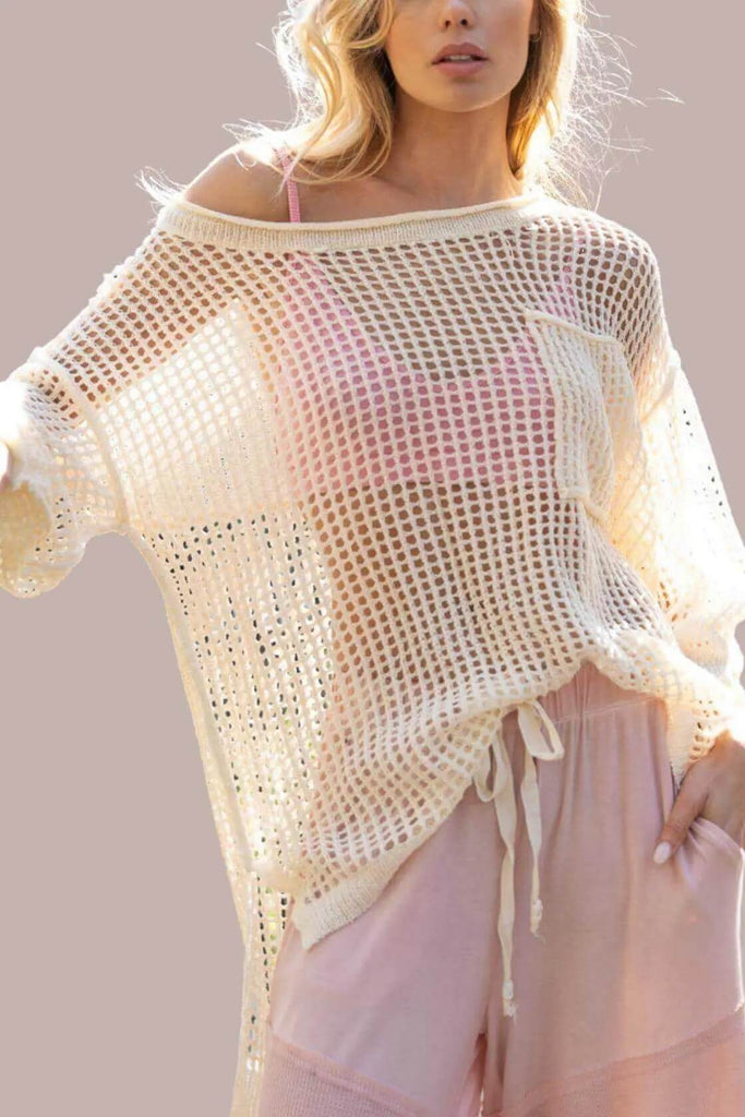POL Versatile See-Through Pullover Sweater
