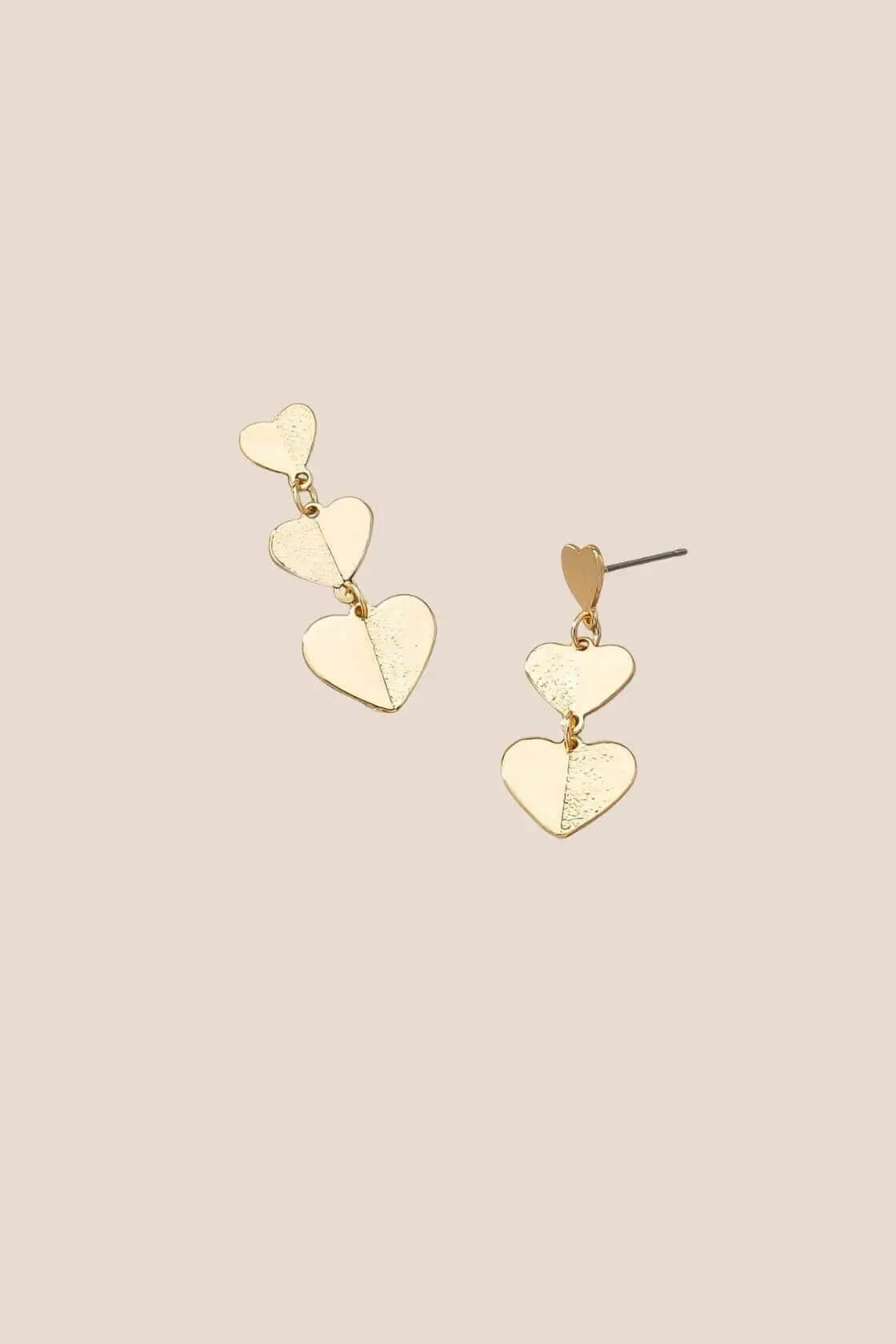 Three Linear Heart Drop Earrings